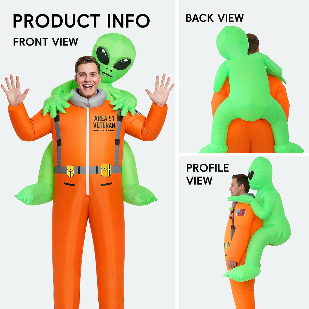 Alien Abduction Blow Up Costume for Adults Men and Women | Funny Inflatable Halloween Costume with Dual Blowers, USB