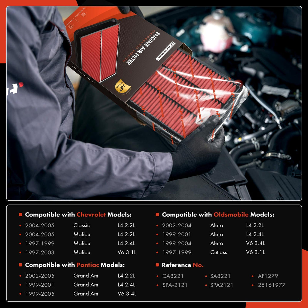 A-Premium Pre-oiled Engine Air Filter Compatible with Chevrolet