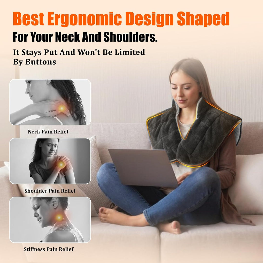 Weighted Far Infrared Heating Pad for Neck Shoulders & Back, 30S Fast Heat