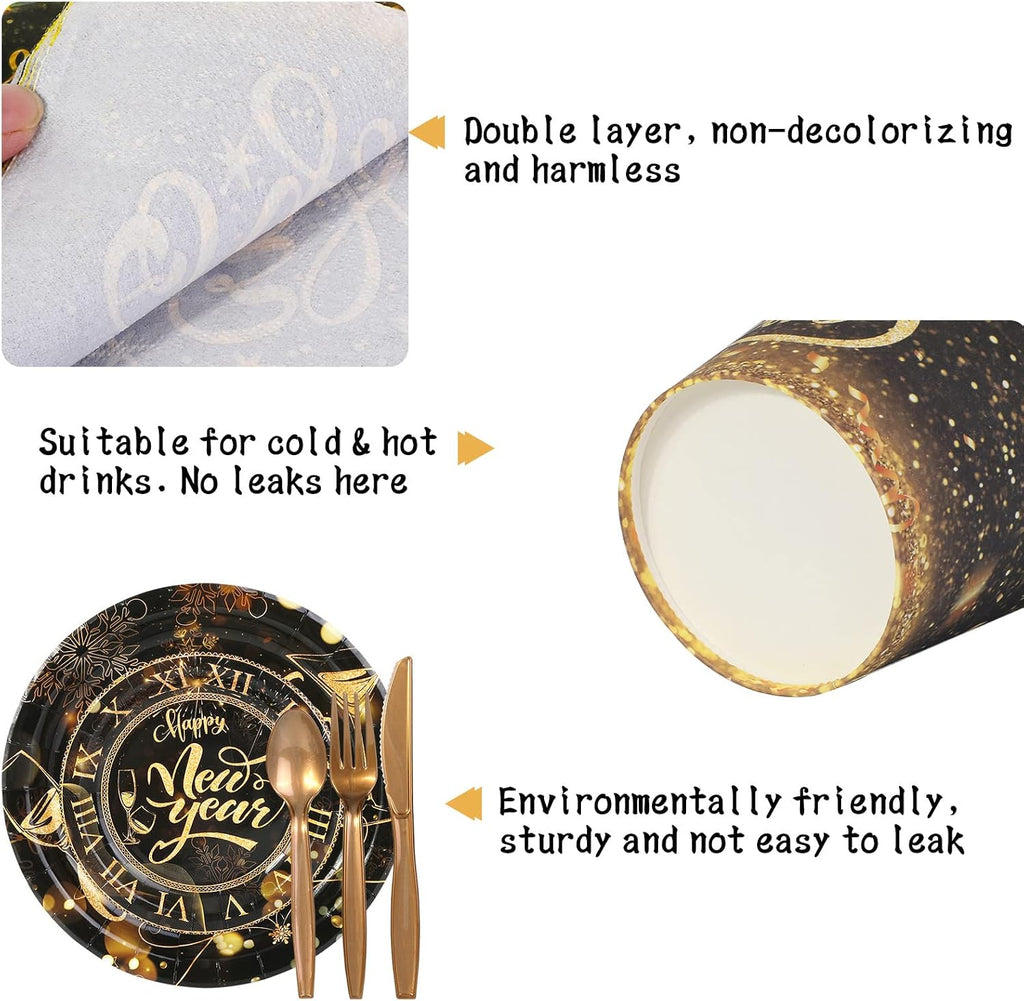 New Year Plates & Napkins Party Supplies 2026, New Years Eve Party Supplies Dinnerware for 10 Guests, New Year Party