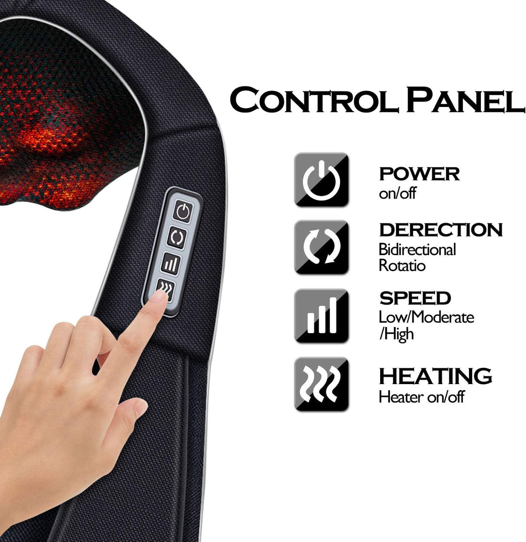 Christmas Women Men Gifts, Shiatsu Neck and Shoulder Massager with Heat Deep Tissue Kneading Sports Recovery