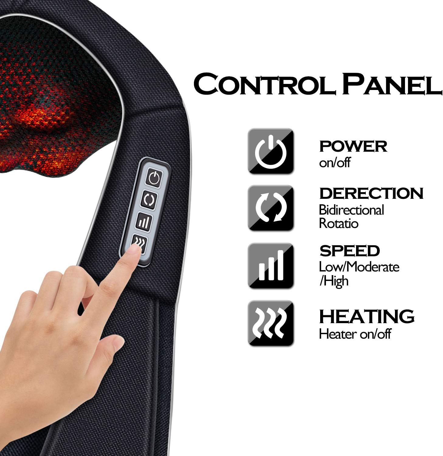 Christmas Women Men Gifts, Shiatsu Neck and Shoulder Massager with Heat Deep Tissue Kneading Sports Recovery