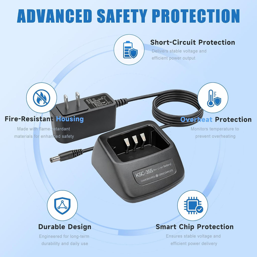 KSC-35S Rapid Charger Replacement for Kenwood TK-2400 TK-3400 2-Way Radio | Smart desktop charger perfectly fits