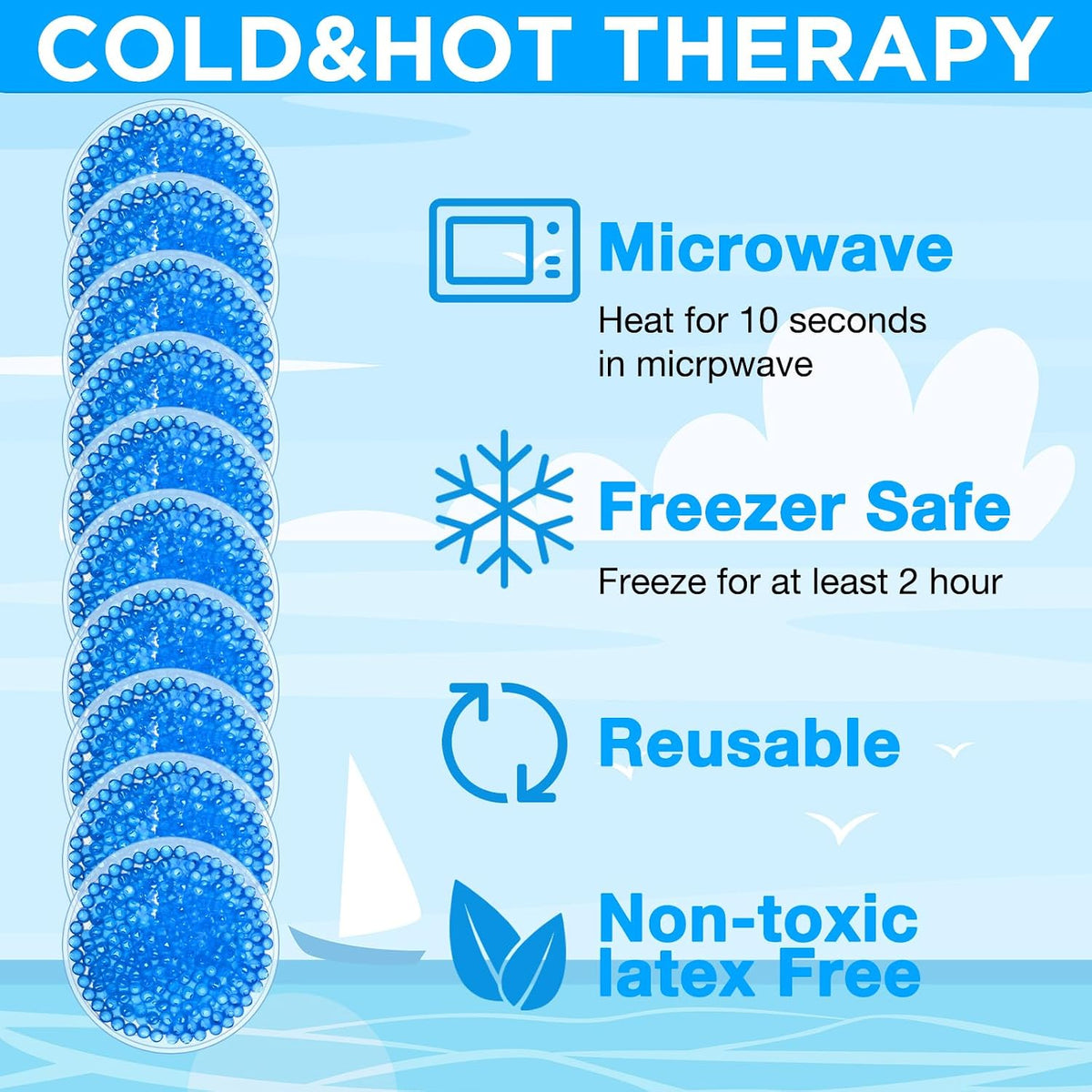 100 Pcs Round Ice Packs Reusable Small Gel Cold Packs Bulk,Blue