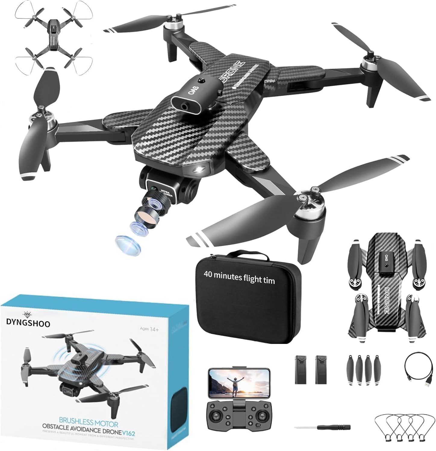4K UHD GPS Drone (Equipped with dual cameras), Foldable Drone, small-scale Drone Control Quadcopter With Height