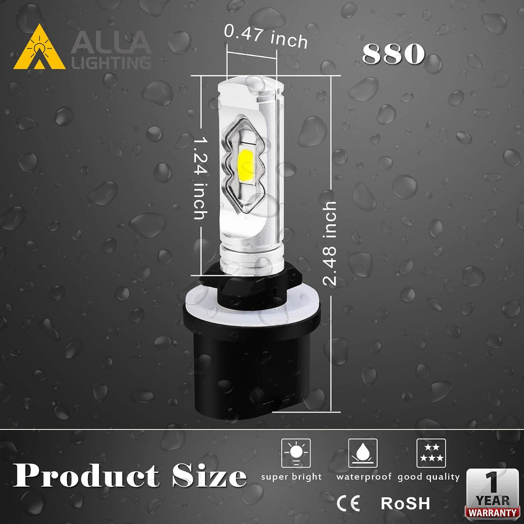 3800lm 899 880 LED Fog Light Bulbs, Super Bright PG13 Base 884 885 887 893 H27 H32, ETI 56-SMD (6000K Xenon White)