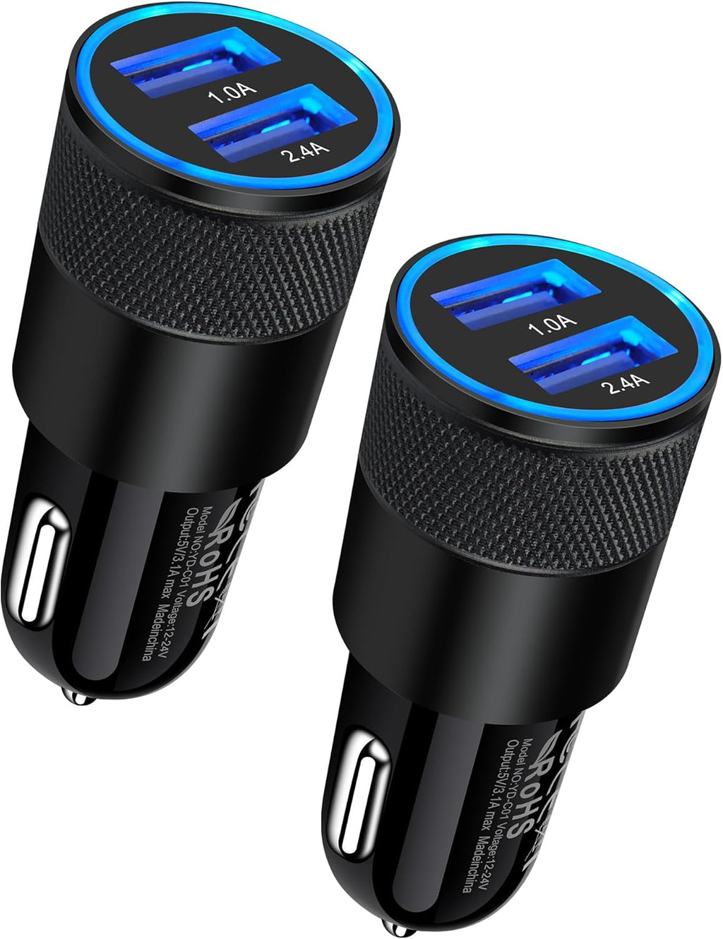 Car Charger, [2Pack/3.4a] Fast Charge Dual Port USB Cargador Carro Lighter Adapter for iPhone 15 14 13 12 11 Pro Max