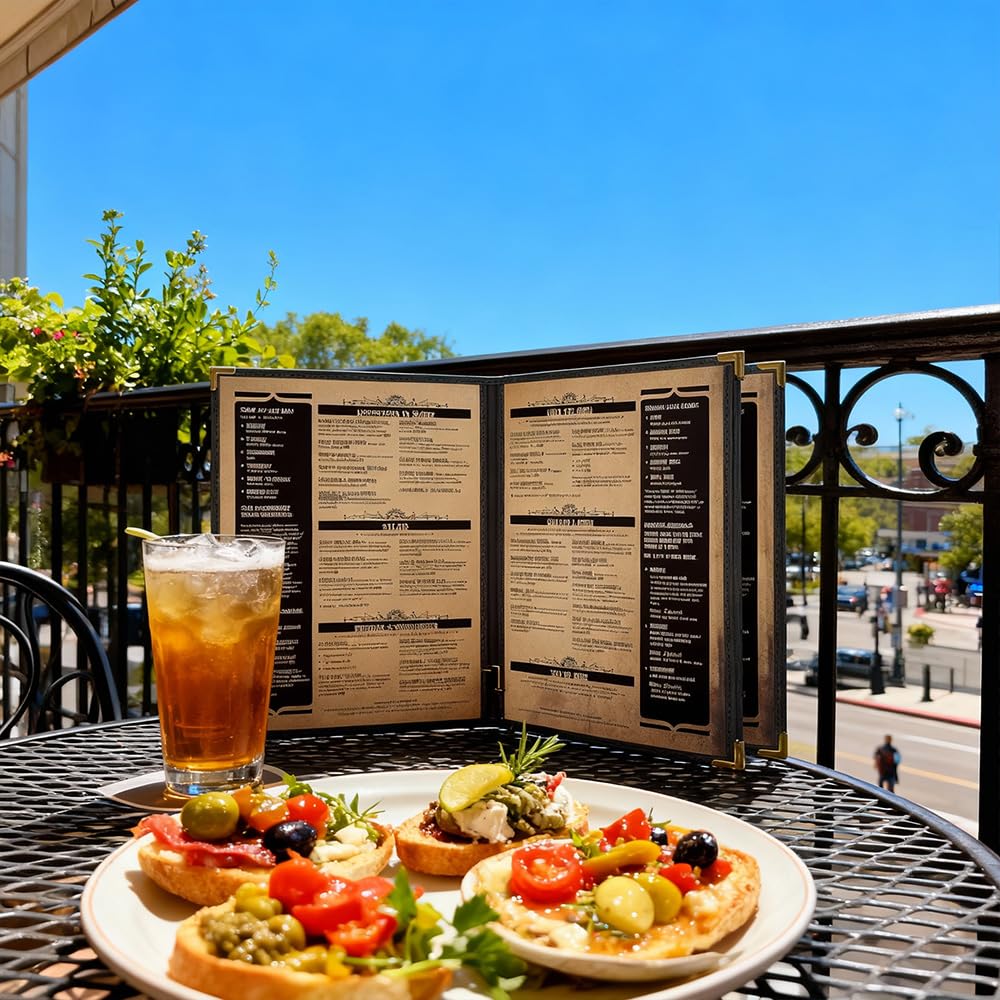 Pajco Style Restaurant Menu Covers – Pack of 10, Side-Loading Booklet Menu Holders, Single Stitched Edge, Clear Vinyl