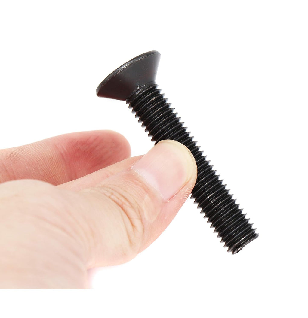 10pcs M10 x 50mm Black Flat Countersunk Head Hex Socket Cap Bolts 10.9 Grade Alloy Steel,Coarse Thread