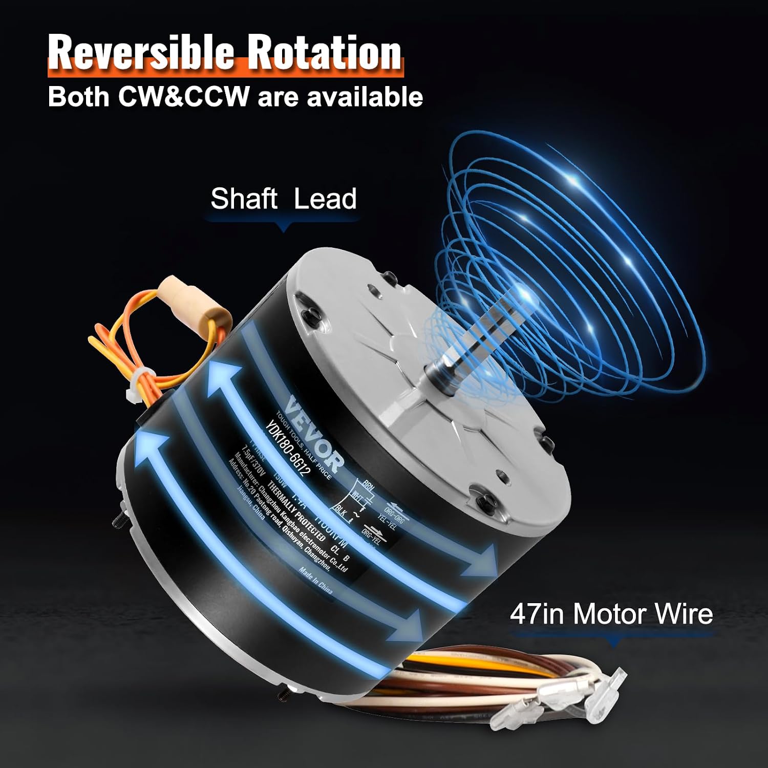 OEM Upgraded Condenser Fan Motor, 1/4 HP 1100RPM, Replacement for ac GE Genteq Carrier Bryant Payne Dayton