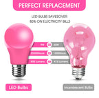 A19 LED Pink Light Bulbs, 9W(Equivalent 60W) E26 Base Bulb for Christmas