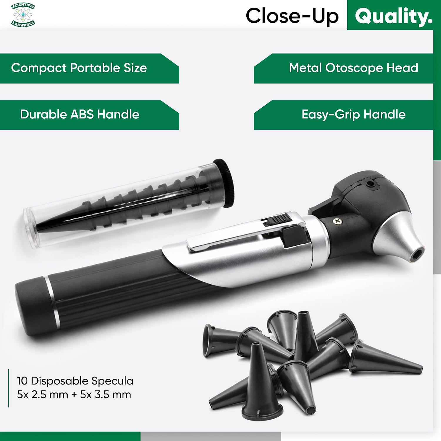 Otoscope - Ear Scope with Light, Ear Infection Detector, Pocket Size (Black)
