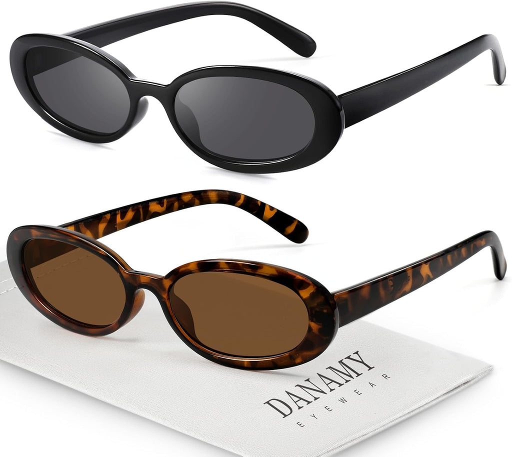 Sunglasses Womens Retro Oval Sunglasses for Women Men Fashion Small Oval Sun Glasses 90s Vintage Driving Shades