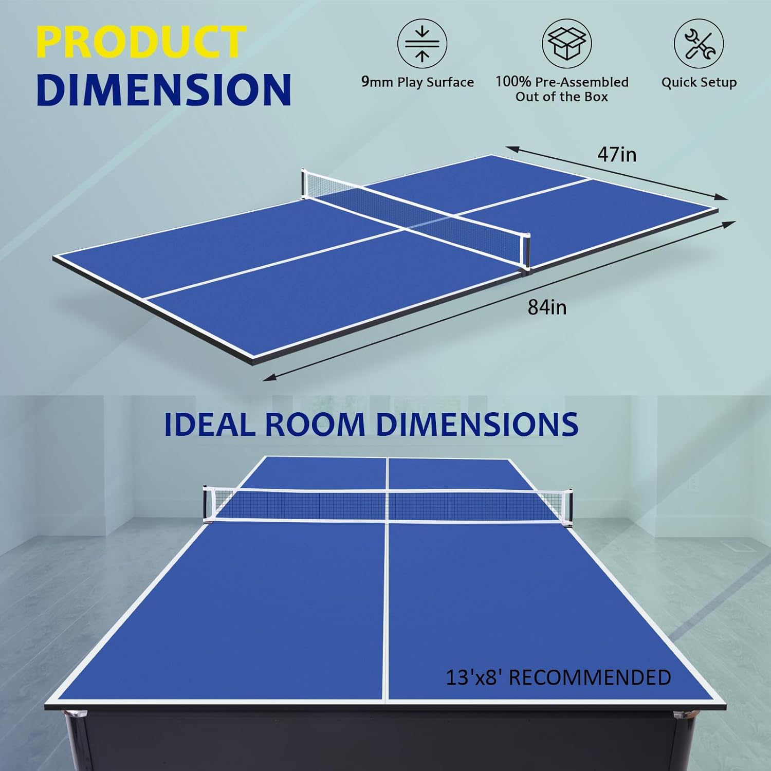 Ping Pong Table Topper for Pool Table, Folding Table Tennis Top | Foldable Ping Pong Conversion Top for Pool Table