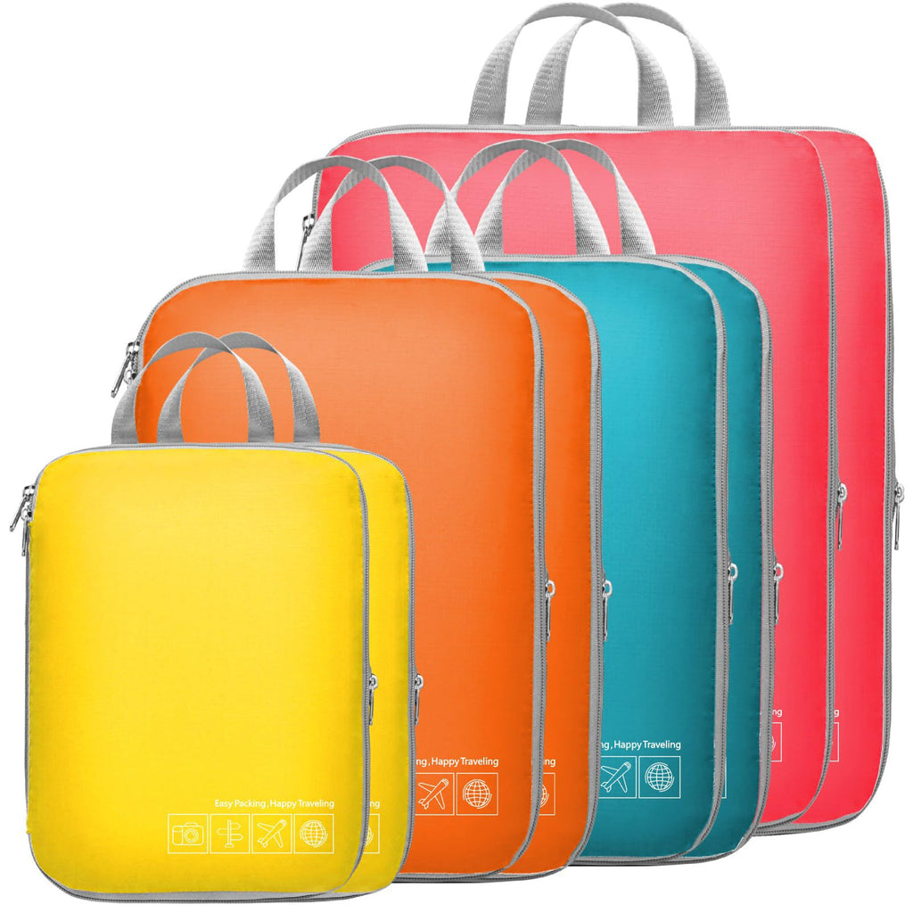 Compression Packing Cubes for Travel - 8 Set Organizer, Multi-color