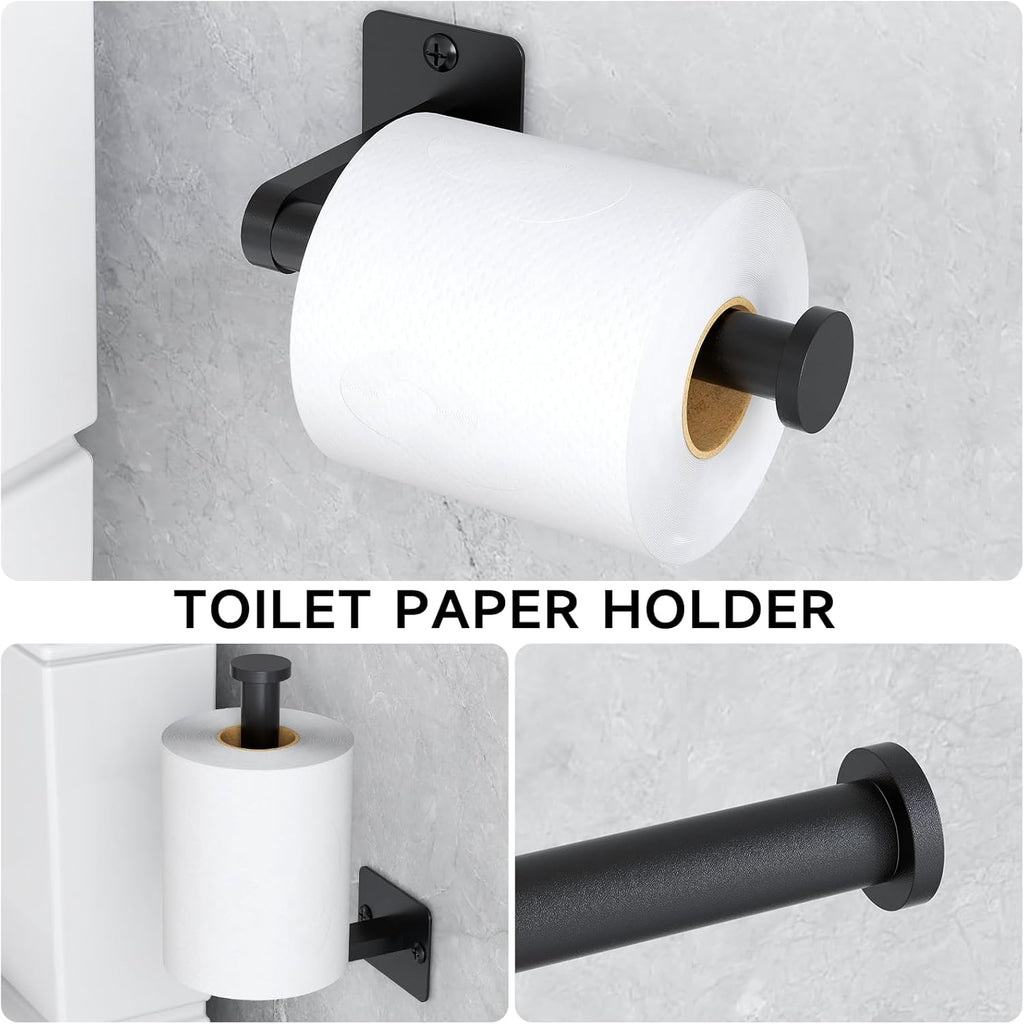 Black Bathroom Accessories Set, 4-Piece Bathroom Hardware Set | 24 inch Towel Bar, Towel Racks for Bathroom, Robe