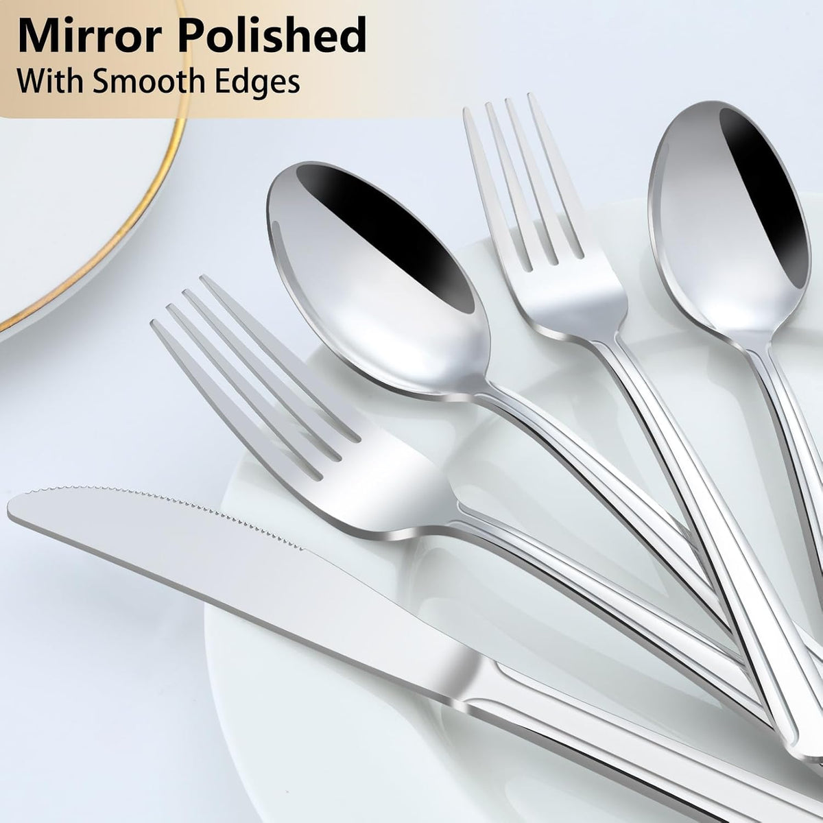 60-Pcs Silverware Set Service for 12, Premium Stainless Steel Flatware Set, Include Forks Spoons and Knives Set
