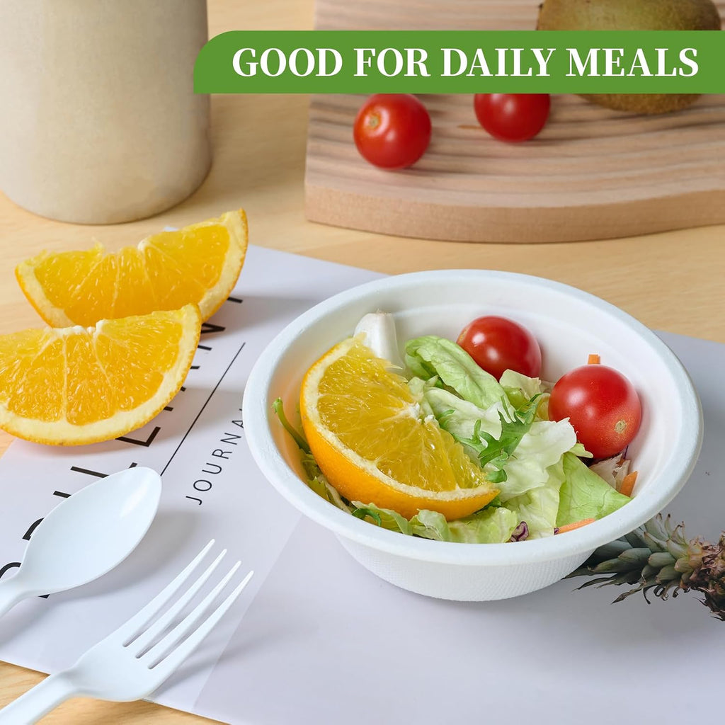 145 Pack 12 OZ Disposable Compostable Paper Bowls for Salad