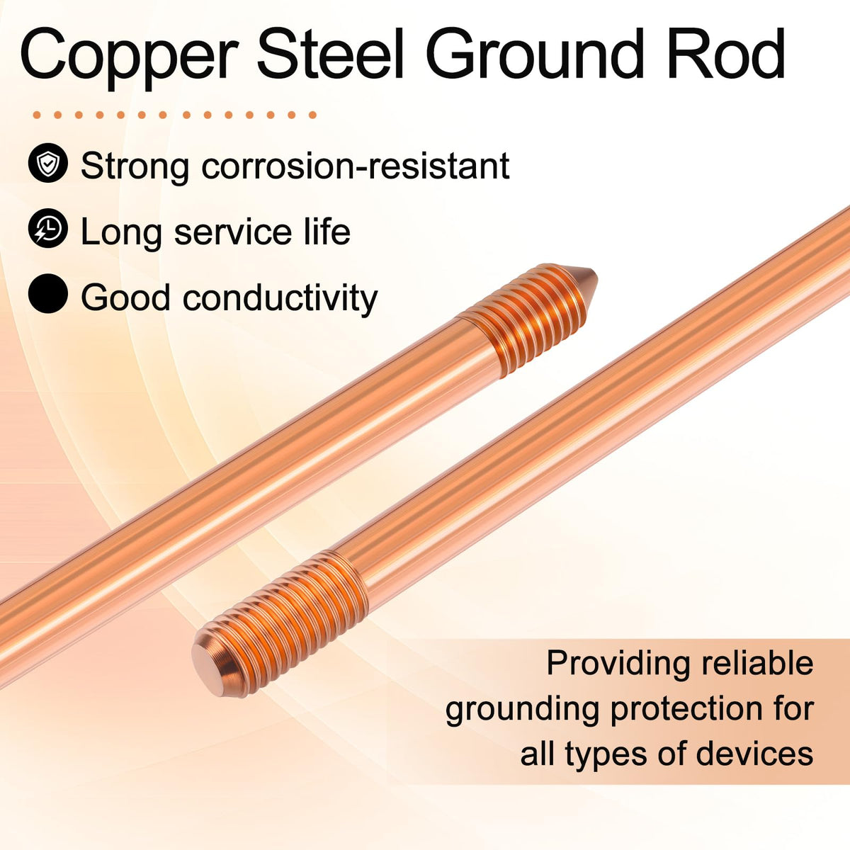Zonon 2 Pcs 8 ft Ground Rod Kit with Clamps