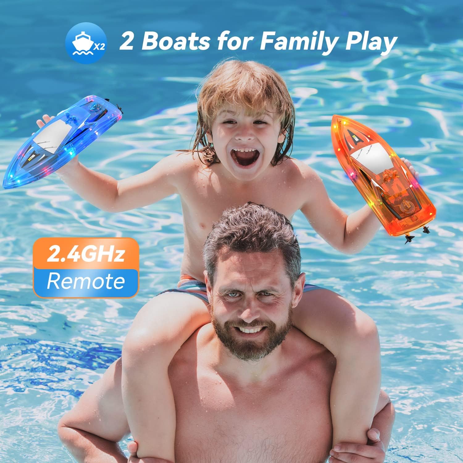 RC Boat Kids Remote Control Boats for Pool Water Toys for Lakes Bathtub Toy | 60Mins Play Time, Whole Body