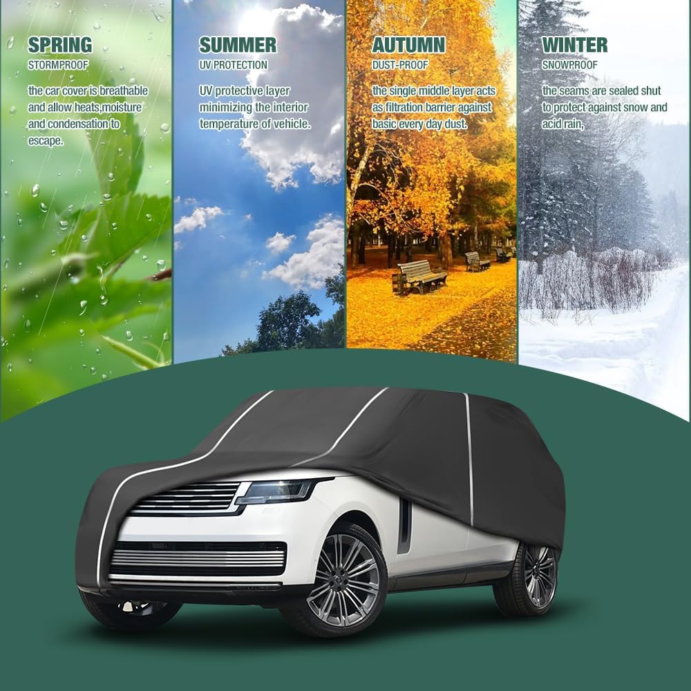 Fluorescent Strip Design Waterproof Car Cover Compatible for Range Rover 2011-2024 All Weather 6 Layers Full Car