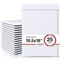 White Bubble Mailers 10.5x16 Inch 25 Pack Self Seal Padded Envelopes