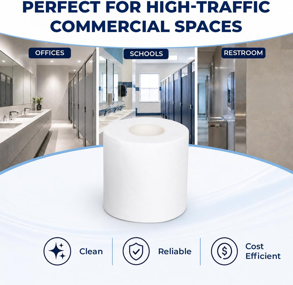 Commercial Toilet Tissue, 2-Ply 96 Rolls per Case, Bulk Bathroom Tissue, White