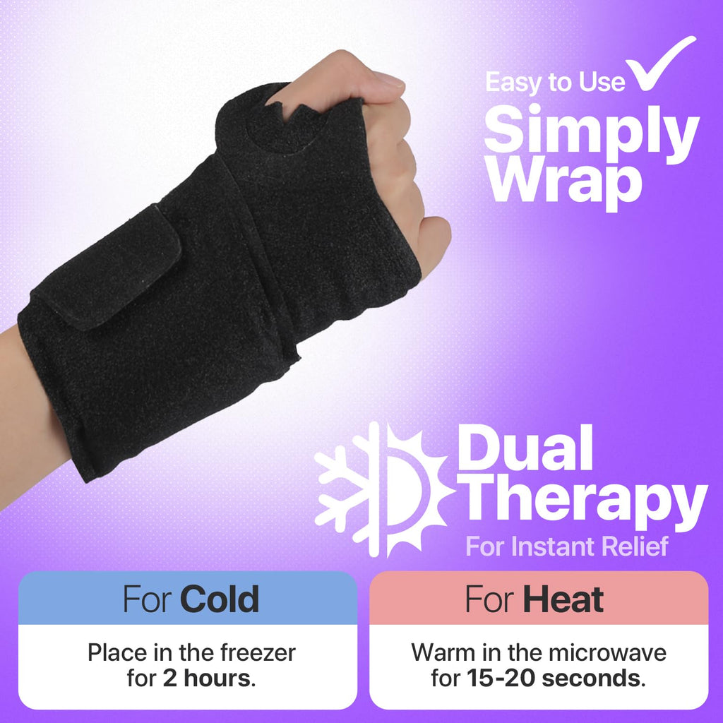 Wrist Ice Pack Wrap - 2 Pack Reusable Hot Cold Therapy Wrist Ice Pack for Carpal Tunnel Relief, Adjustable Wrist Ice