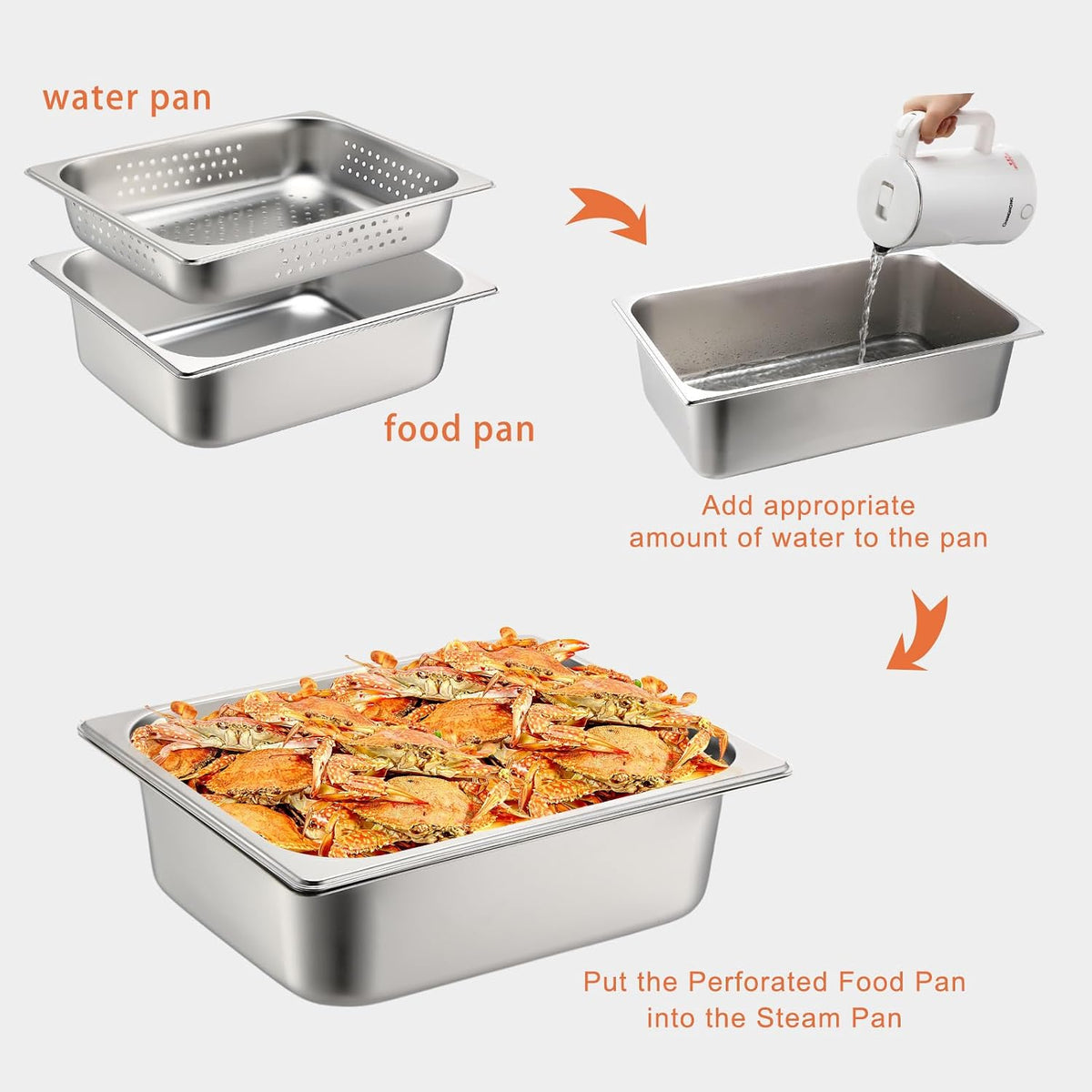 2 Pack Perforated Hotel Pans Set, Full Size, 2.5 Inches, 4 Inches