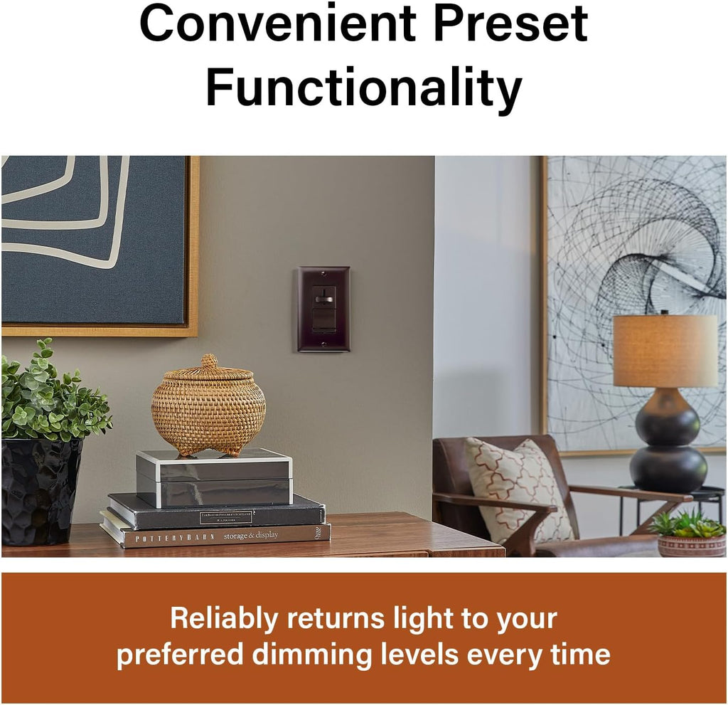 Legrand LS Series 450W LED Dimmer Light Switch 3-Way Brown 1 Pack