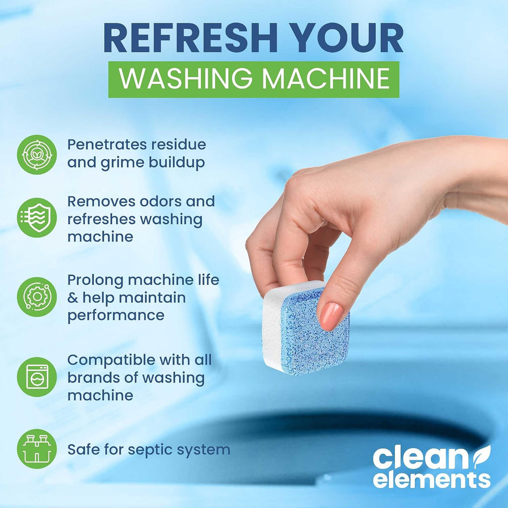 Washing Machine Cleaner & Descaler Tablets, HE Washer Deep Cleaning, 24 Ct