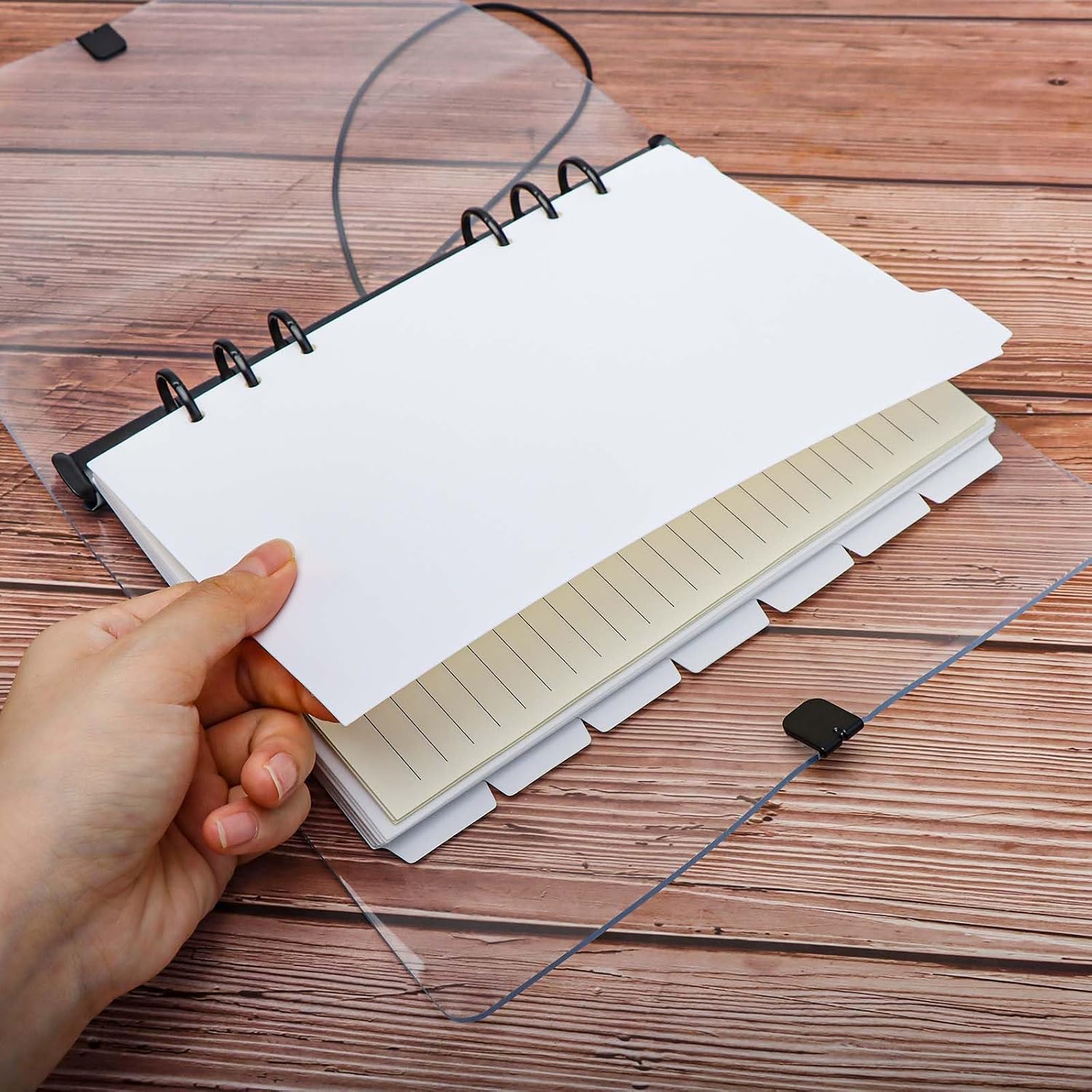 2 Set A5 Binder Dividers White Plastic Index Divider Blank Side 7 Tabs Top 5 Tabs Planner Insets 12 Sheets Refillable