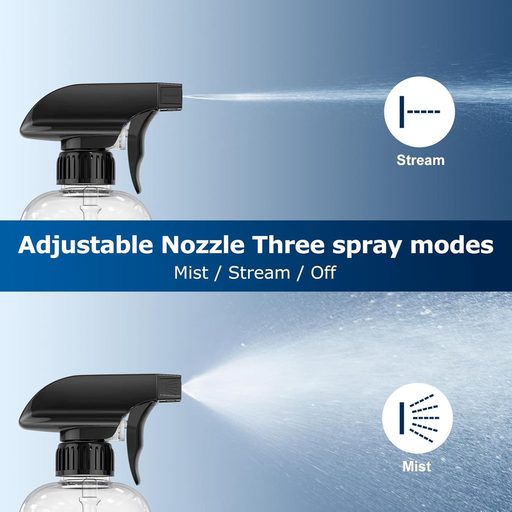 300mL (10oz) 360° Spray Bottles, 2-Pack — Adjustable Nozzle, Leak-Resistant spray bottles for Cleaning, Plants, Hair