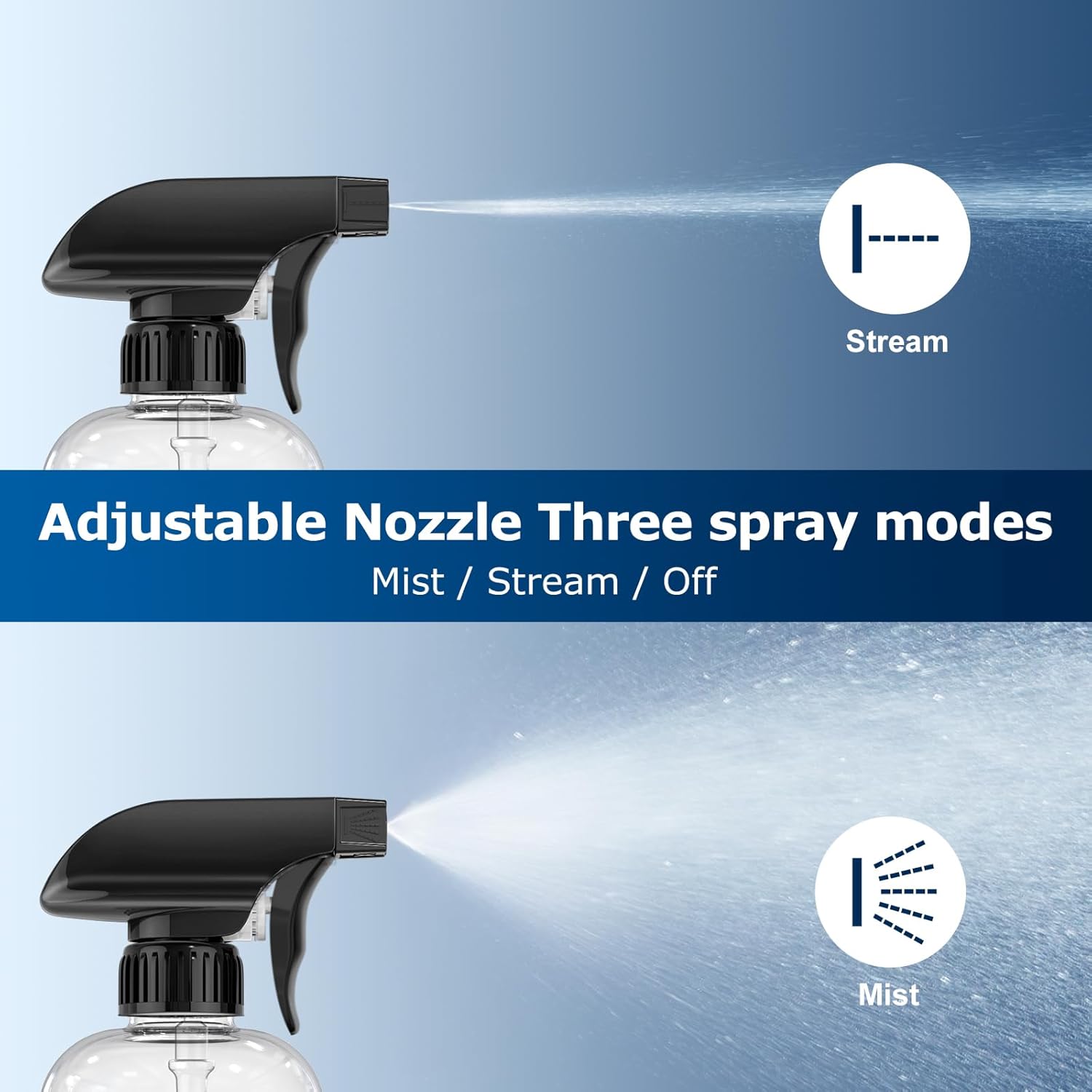 300mL (10oz) 360° Spray Bottles, 2-Pack — Adjustable Nozzle, Leak-Resistant spray bottles for Cleaning, Plants, Hair