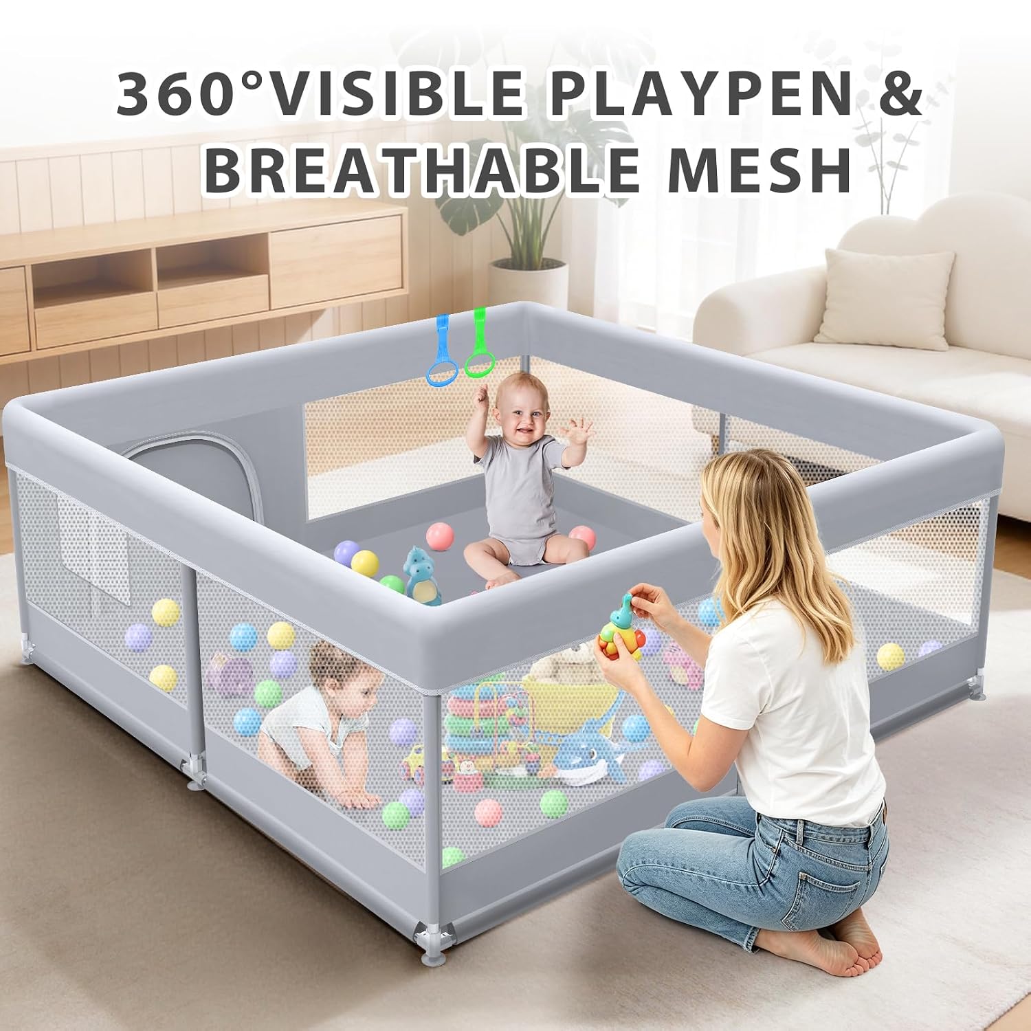 Baby Playpen 50 x 50 Inch Play Pen Playards, Playpen for Babies and Toddlers, Baby Playard for Indoor & Outdoor