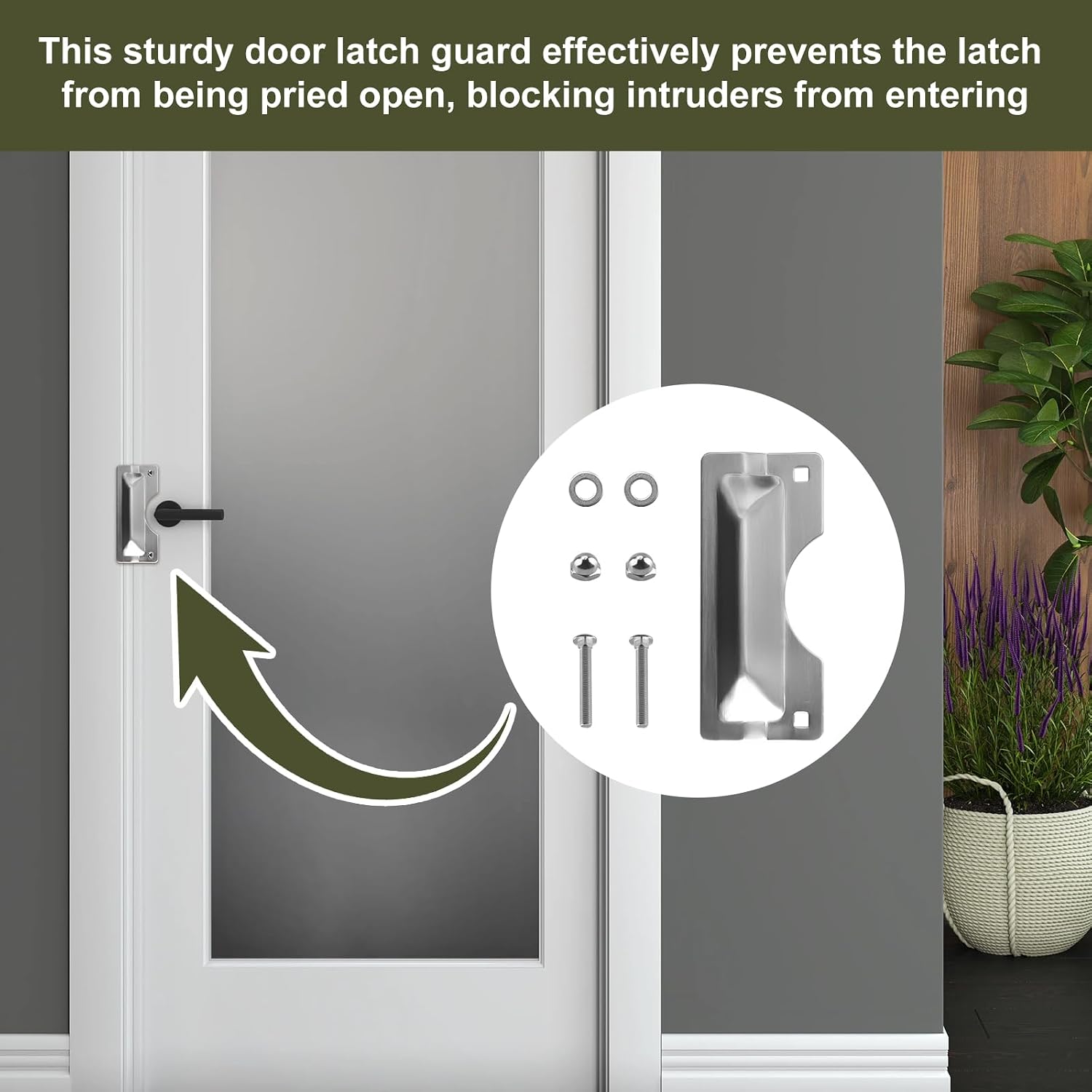 U 9496 Latch Guard Plate Cover 3x7in. Protect Against Forced Entry(1Silver) | Stainless Steel Door Security Strike