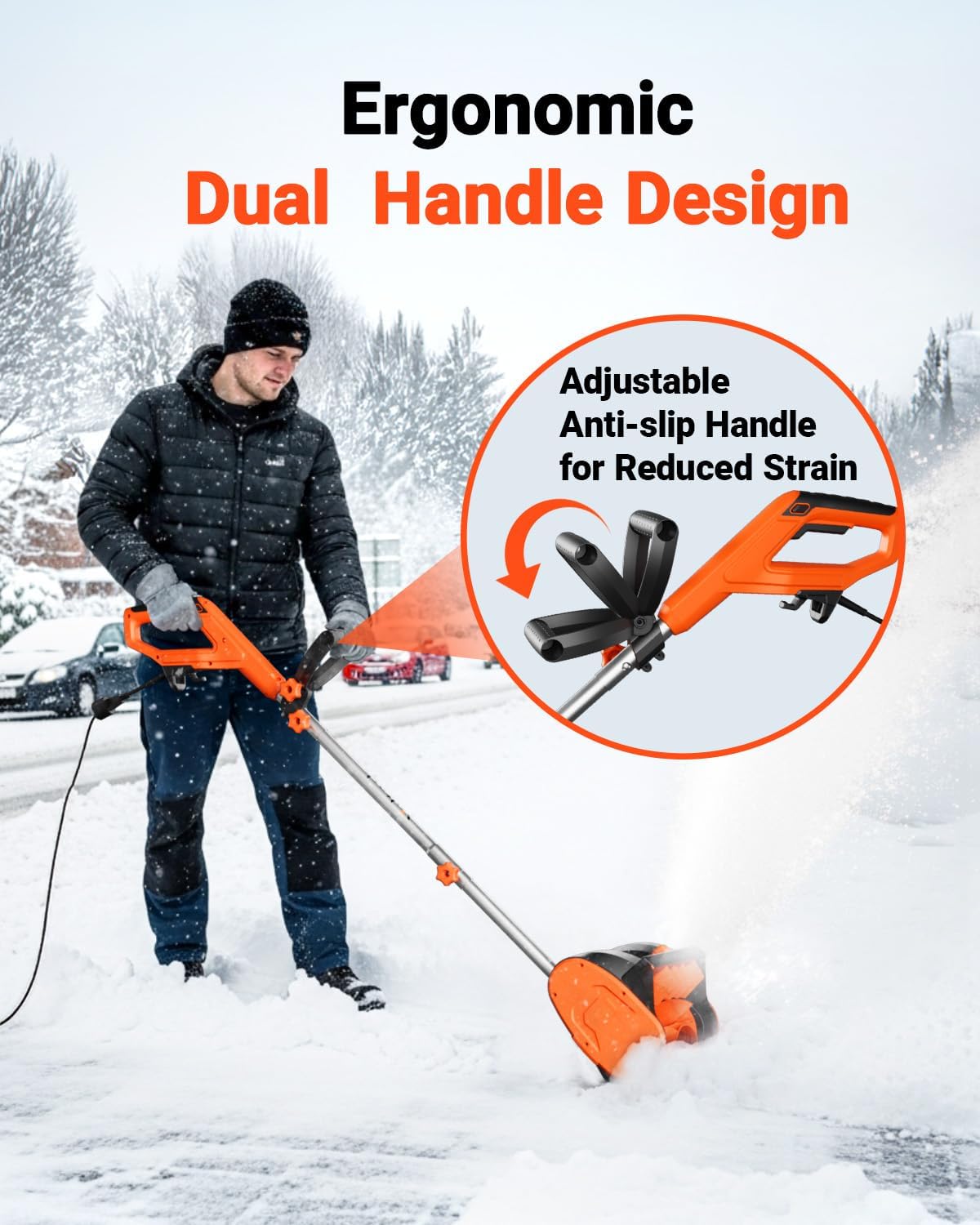 12-Inch Corded Snow Blower, 10 Amp Electric Snow Blower with Directional Plate