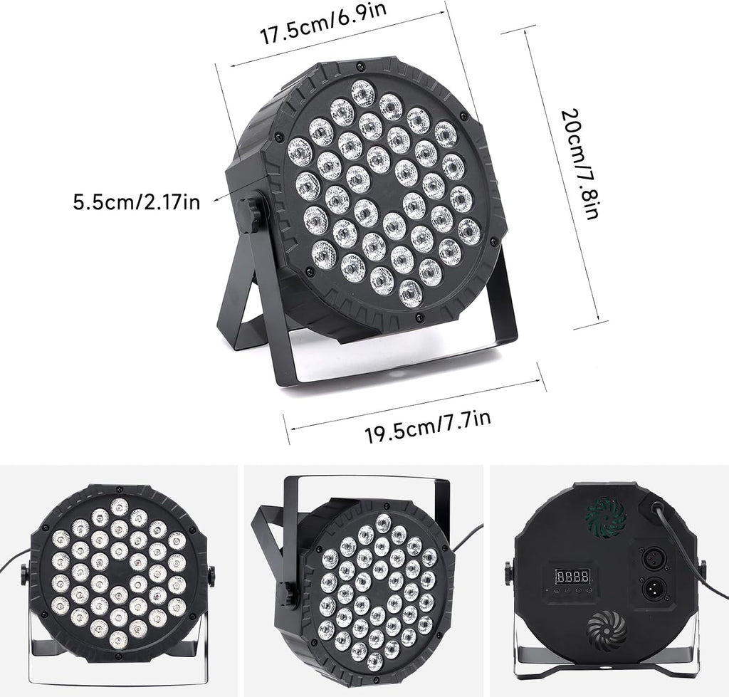 36W RGB LED Stage Lights 4 Pack, DMX512 DJ Par Lights with Sound Activated & Remote, Uplights Indoor Kit for Party