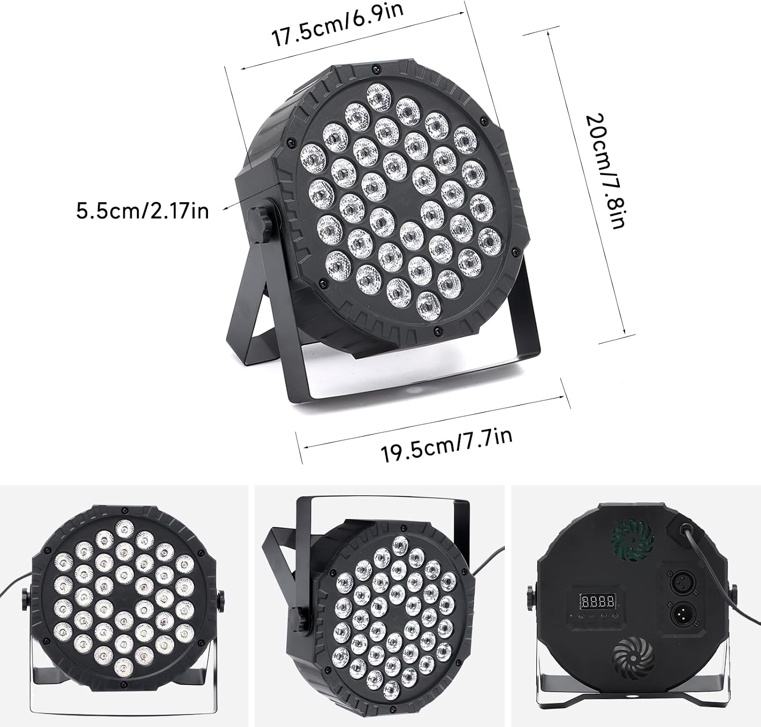 36W RGB LED Stage Lights 4 Pack, DMX512 DJ Par Lights with Sound Activated & Remote, Uplights Indoor Kit for Party