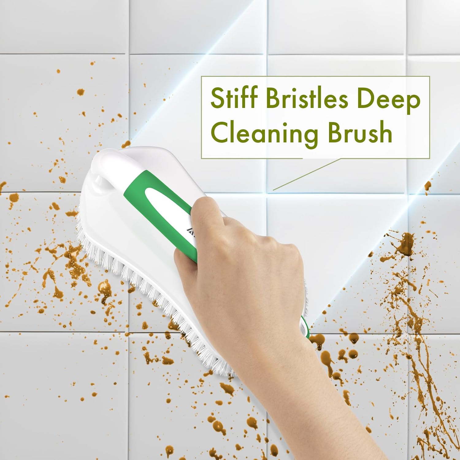 Scrub Brush for Cleaning Comfort Grip Shower Scrubber Stiff Bristles with Handle Heavy Duty Cleaner Brush for Tub
