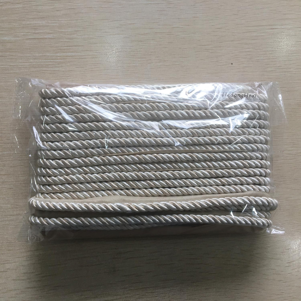 12 Yard 3/8" Nylon Twisted Lip Cord Trim,Mix Beige
