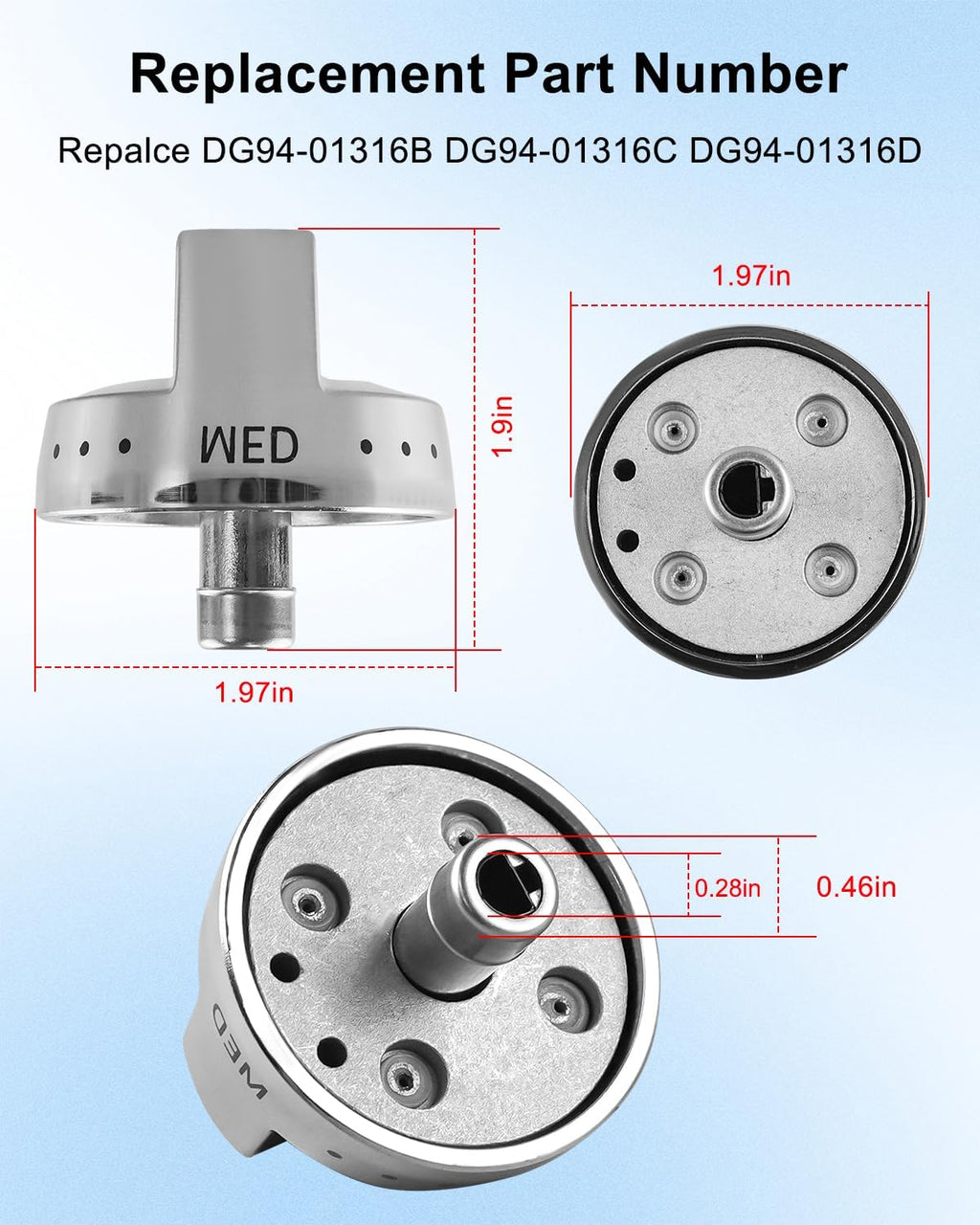 DG94-01316A Range Surface Burner Knob Fit for Samsung, 5 Pack