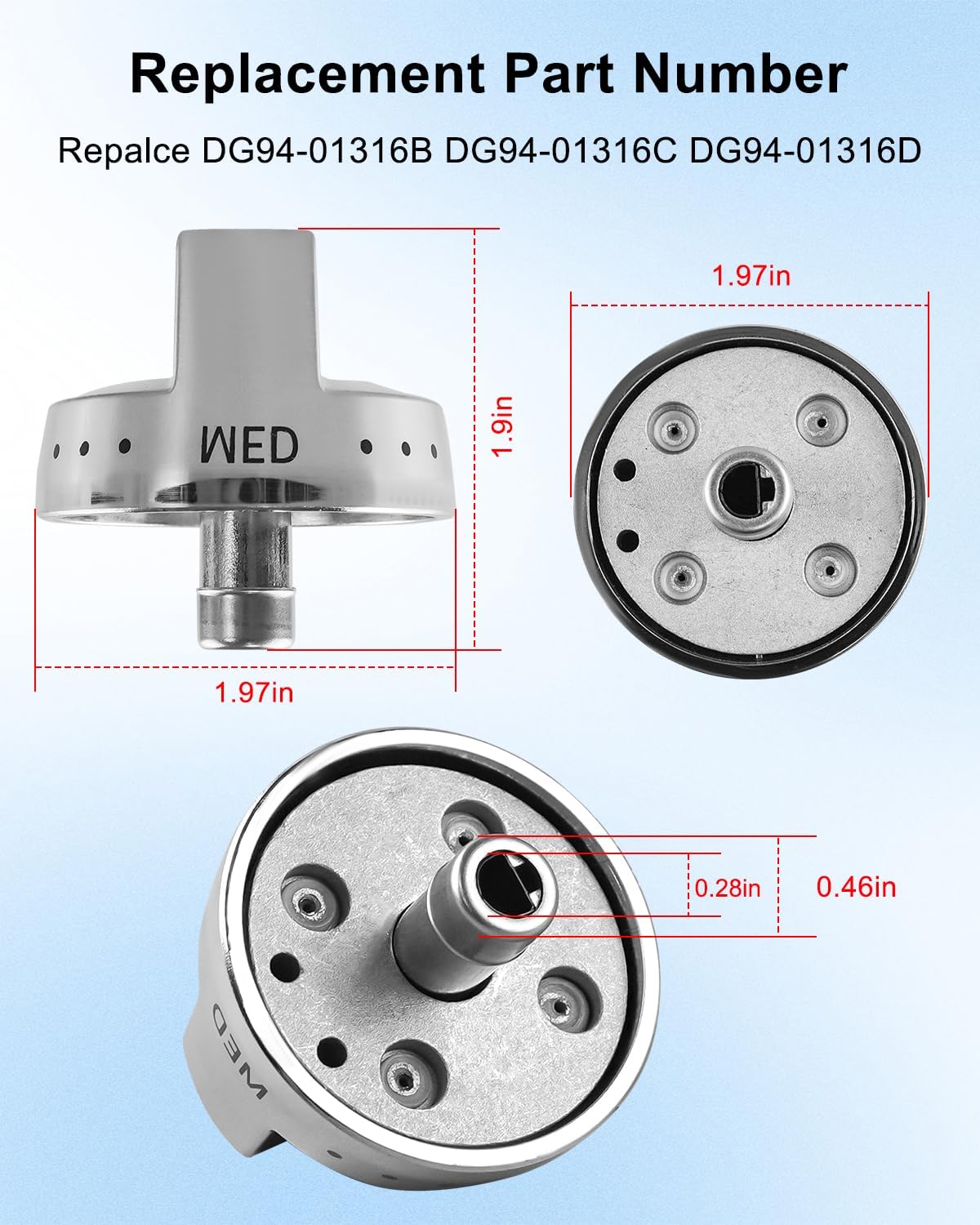 DG94-01316A Range Surface Burner Knob Fit for Samsung, 5 Pack