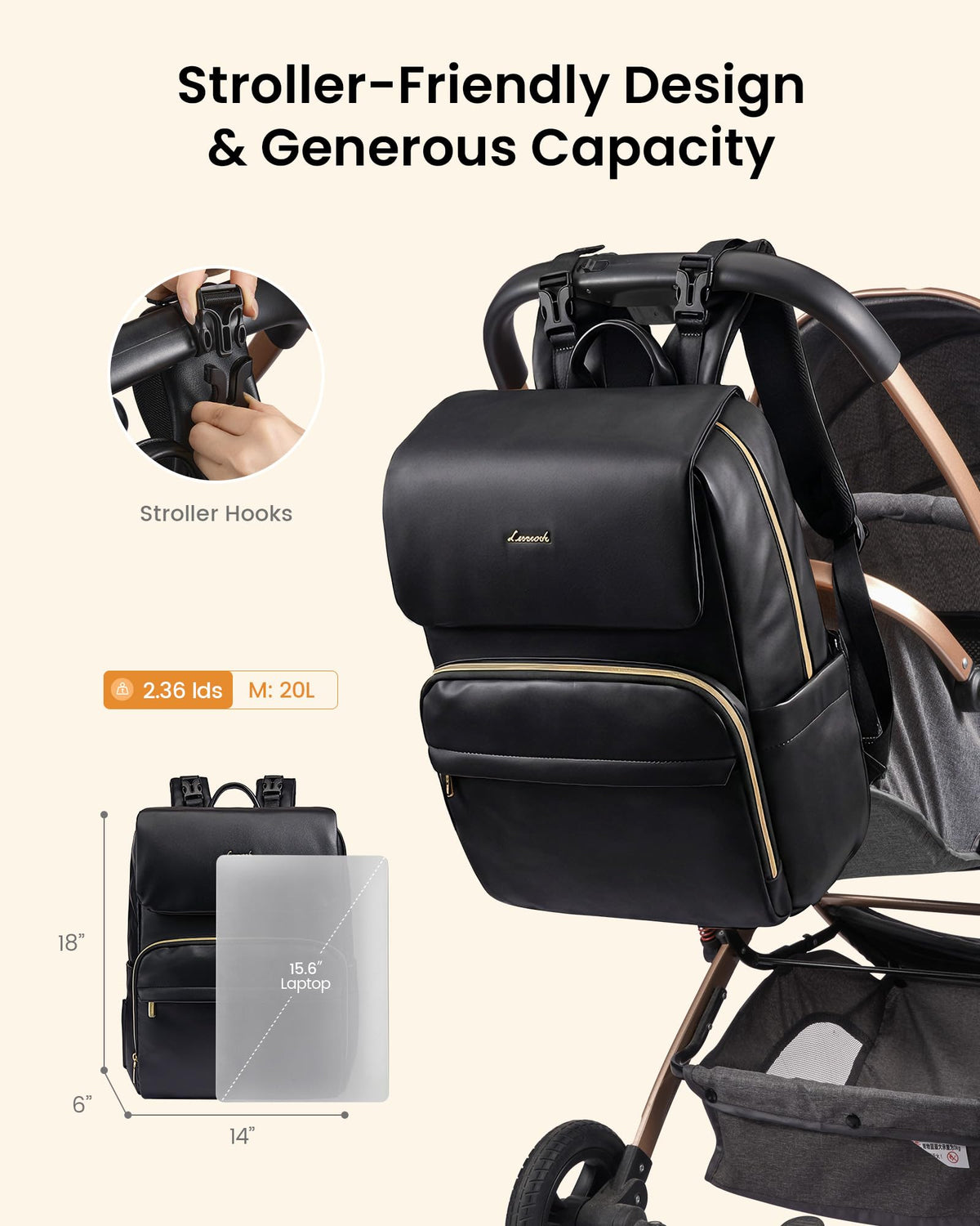 Leather Diaper Bag Backpack for Women