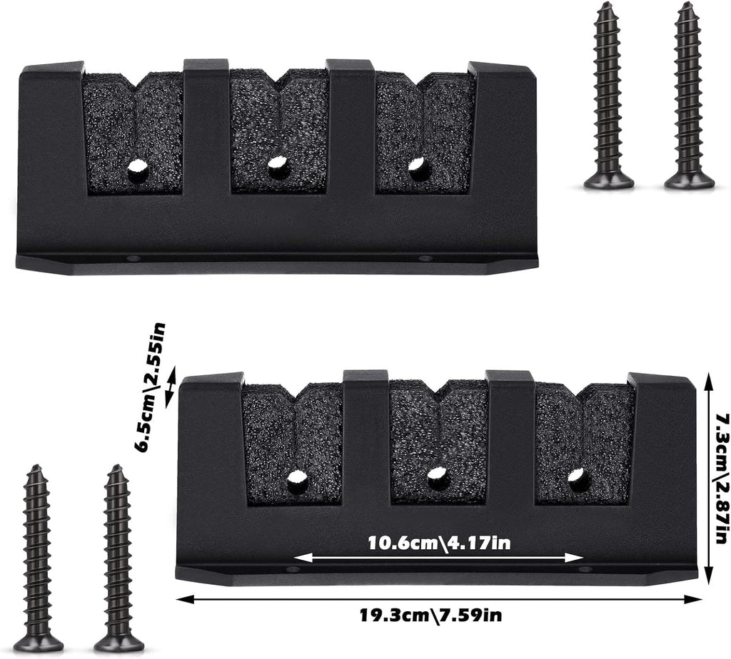 2 Pcs Fishing Rod Holder Wall Mount Fishing Pole Holders for Boats 3 Rod Black Horizontal Garage Wall Pole Rack