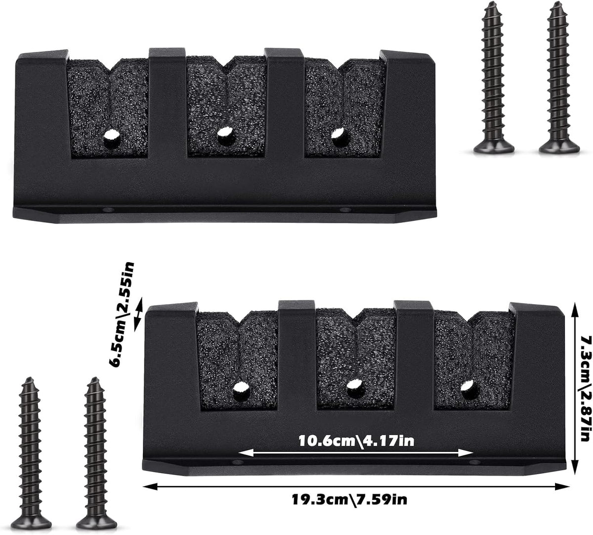 2 Pcs Fishing Rod Holder Wall Mount Fishing Pole Holders for Boats 3 Rod Black Horizontal Garage Wall Pole Rack