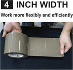 Brown Packing Tape Refills, 3 Rolls of Packaging Tape Heavy Duty Designed for Moving, Shipping and Packing