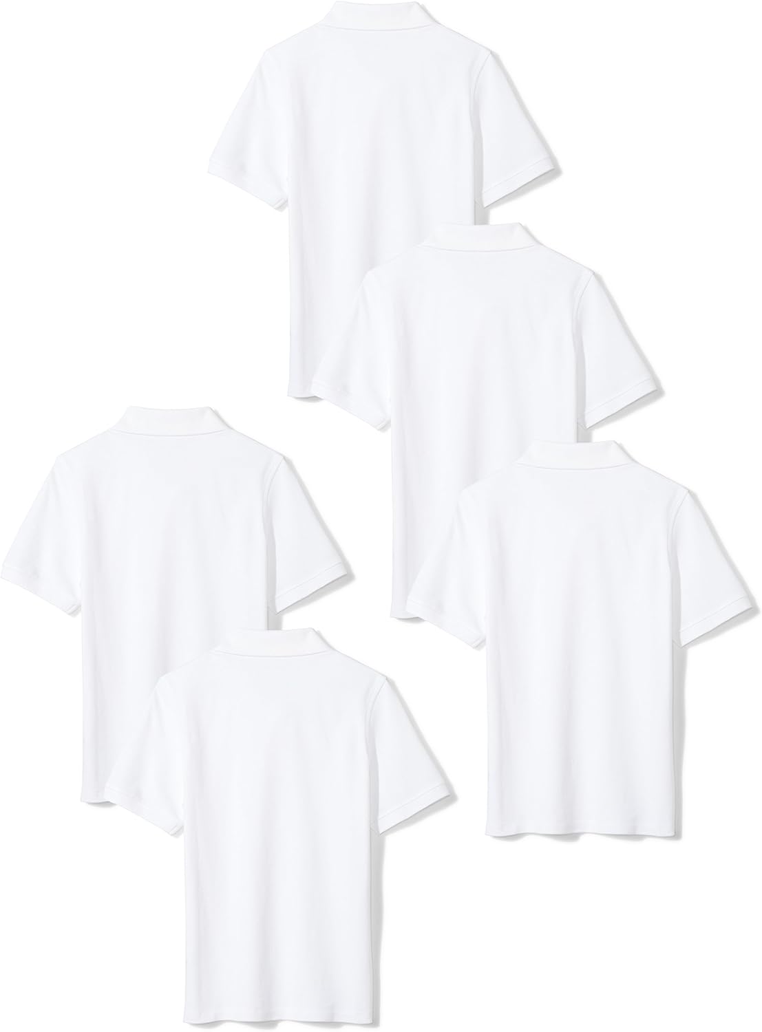 Toddler Boys' School Uniform Short-Sleeve Pique Polo Shirts, Breathable Cotton, Button Closure, Multipacks