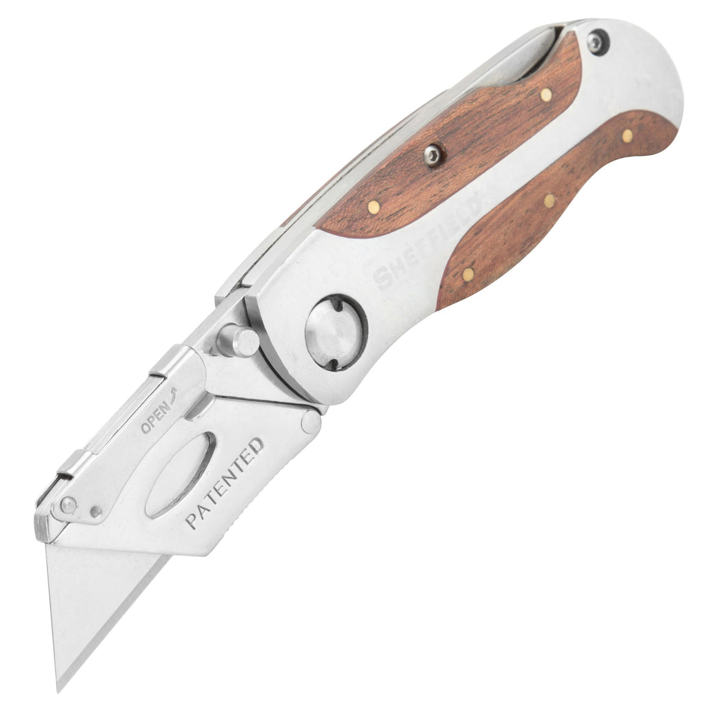 12115 Folding Utility Knife with Premium Hardwood Handle Design
