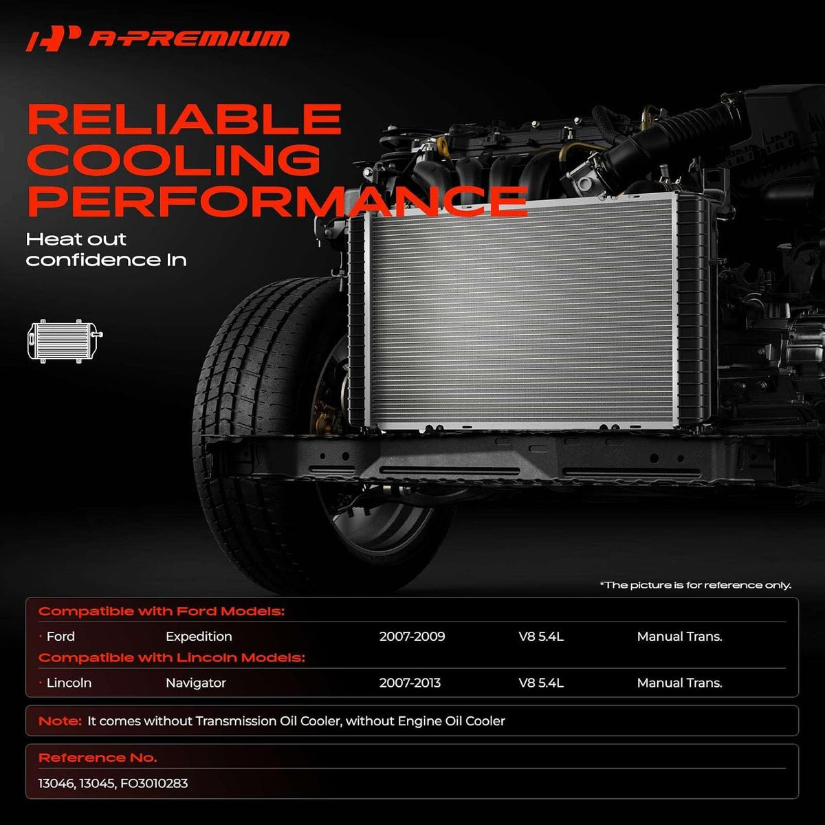 A-Premium Engine Coolant Radiator Assembly Compatible with Ford, Lincoln